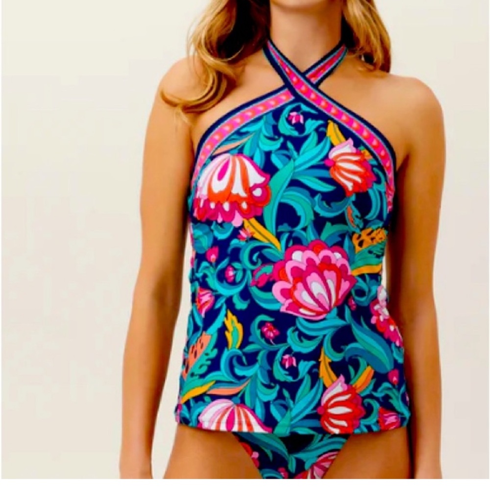 LIKE NEW TRINA TURK India Garden HALTER TOP TANKINI  AND BOTTOM | size 2 |